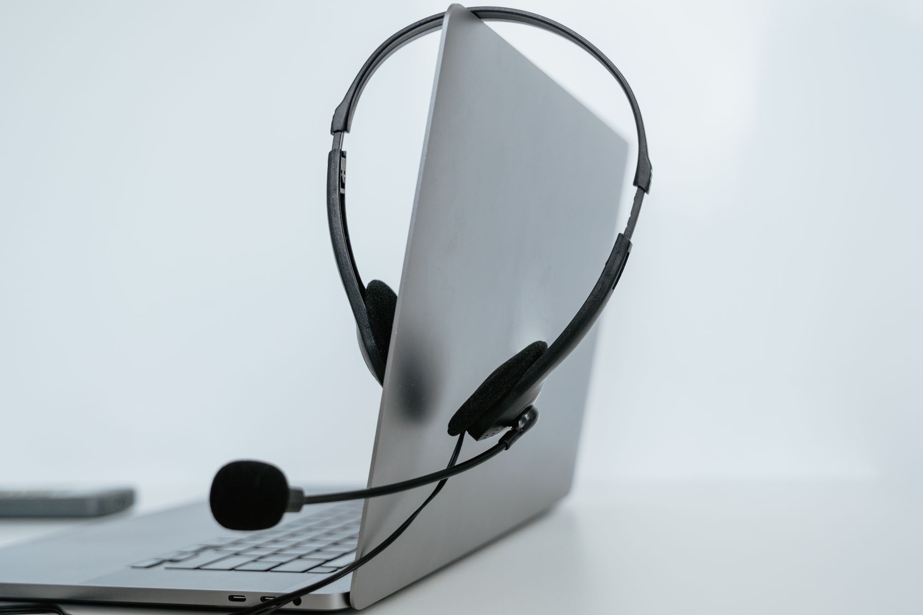 a headset on a laptop